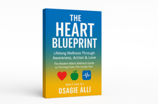 The Heart Blueprint book cover by Osagie Alli with heart health tips and actionable advice for lifelong wellness.